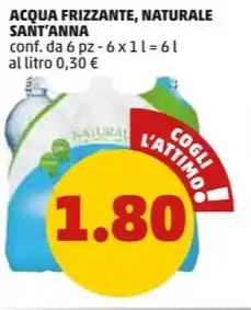 PENNY ACQUA FRIZZANTE, NATURALE SANT'ANNA conf. da 6 pz - 6x1 l offerta