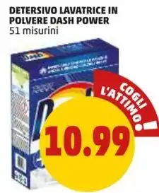 PENNY DETERSIVO LAVATRICE IN POLVERE DASH POWER 51 misurini offerta