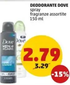 PENNY DEODORANTE DOVE spray fragranze assortite 150 ml offerta