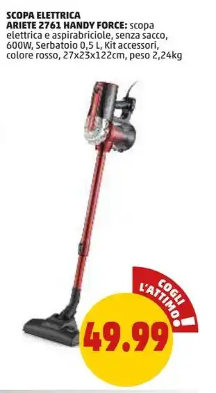 PENNY SCOPA ELETTRICA ARIETE 2761 HANDY FORCE offerta