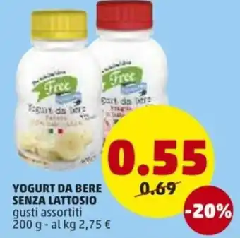 PENNY Yogurt da Bere Senza Lattosio 200g offerta