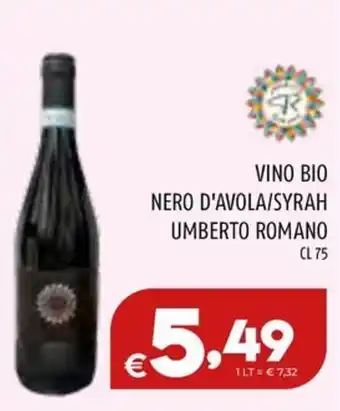 VINO BIO NERO D'AVOLA/SYRAH UMBERTO ROMANO CL 75
