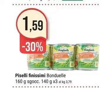 Supermercati Gulliver Bonduelle Piselli Finissimi Cuore Di Raccolto Cotti Al Vapore 160 G(ml) offerta