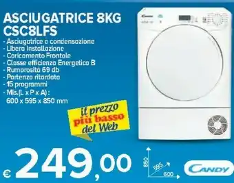 MD Discount Candy Smart CS C8LF-S Asciugatrice Libera Installazione Caricamento Frontale 8 Kg B Bianco offerta