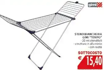 Mercatò Gimi Stendibiancheria Da Pavimento Tempo In Alluminio 20 Mt Stendibili Floor-standing Rack Aluminium,Black offerta