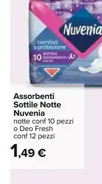 Carrefour Nuvenia Comfort Protezione Sottile Notte Assorbenti 10 Pz offerta
