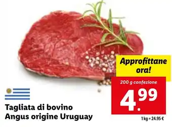 Lidl Tagliata di bovino Angus origine Uruguay 200 g confezione offerta