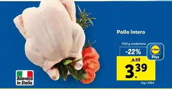 Lidl Pollo intero 1150 g confezione offerta