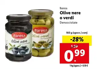 Lidl Baresa Olive nere o verdi 160 g (sgocc.) conf. offerta