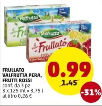 PENNY Frullato Valfrutta Pera, Frutti Rossi 3pz 125ml offerta