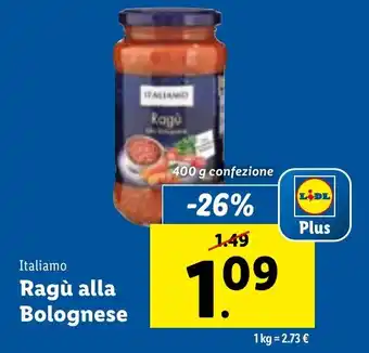 Lidl Italiamo Ragù alla Bolognese 400 g confezione offerta