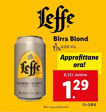 Lidl Birra Blond 0,33l lattina offerta
