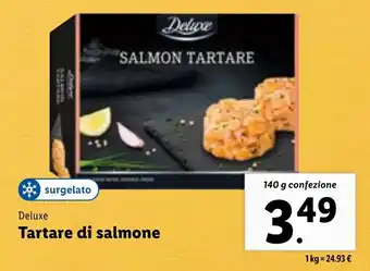 Lidl Deluxe Tartare di salmone 140 g confezione offerta