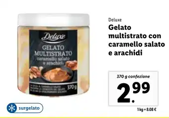 Lidl Deluxe Gelato multistrato con caramello salato e arachidi 370 g confezione offerta