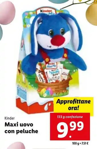 Lidl Kinder Maxi uovo con peluche 133 g confezione offerta