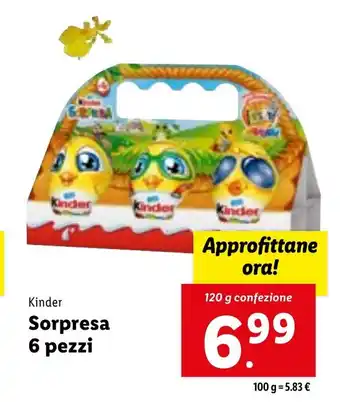 Lidl Kinder Sorpresa 6 pezzi 120 g confezione offerta