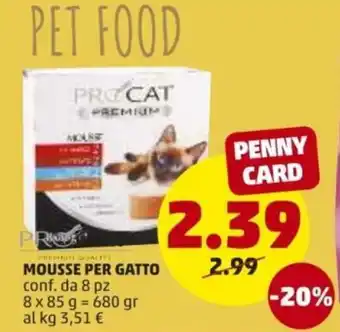 PENNY Mousse per Gatto 8pz 85g offerta
