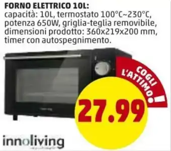 PENNY Innoliving Forno Electtrico 10l offerta