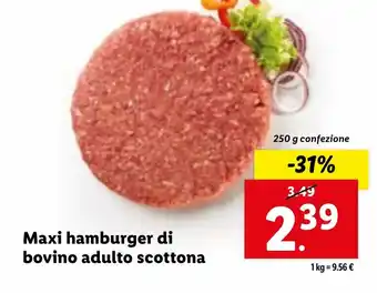 Lidl Maxi hamburger di bovino adulto scottona 250 g confezione offerta