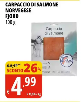 Tigros CARPACCIO DI SALMONE NORVEGESE FJORD 100 g offerta