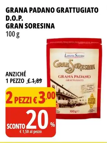 Tigros GRANA PADANO GRATTUGIATO D.O.P. GRAN SORESINA 100 g offerta
