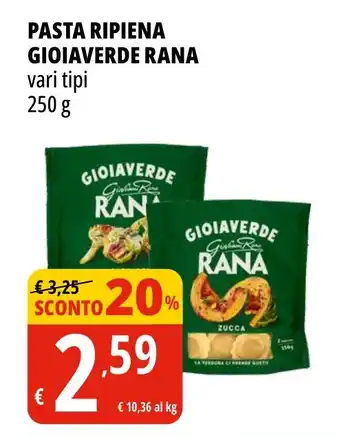 Tigros PASTA RIPIENA GIOIAVERDE RANA vari tipi 250 g offerta