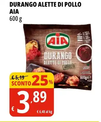 Tigros DURANGO ALETTE DI POLLO AIA 600 g offerta