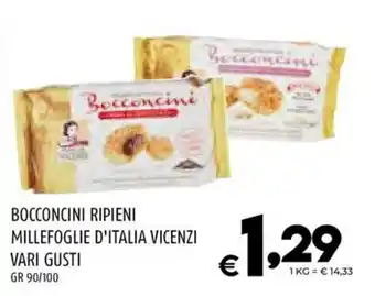 Il Centesimo BOCCONCINI RIPIENI MILLEFOGLIE D'ITALIA VICENZI VARI GUSTI GR 90/100 offerta
