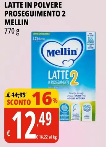 Tigros LATTE IN POLVERE PROSEGUIMENTO 2 MELLIN 770 g offerta