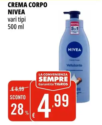 Tigros CREMA CORPO NIVEA vari tipi 500 ml offerta