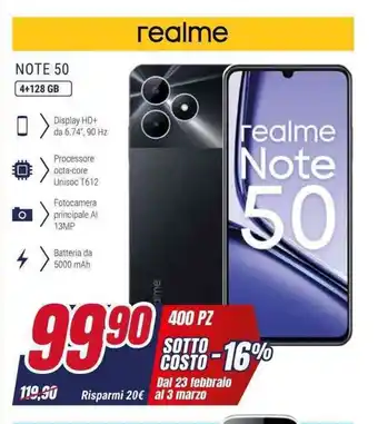 Trony realme NOTE 50 4+128 GB offerta
