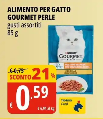 Tigros ALIMENTO PER GATTO GOURMET PERLE gusti assortiti 85 g offerta