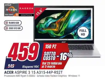 Trony ACER ASPIRE 3 15 A315-44P-R52T offerta