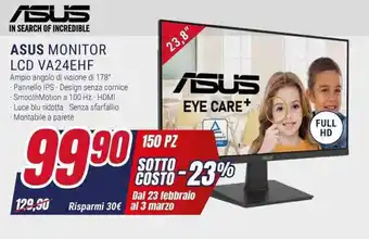 Trony ASUS MONITOR LCD VA24EHF offerta