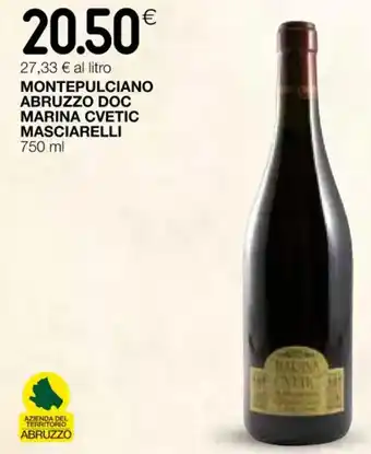 Coop MONTEPULCIANO ABRUZZO DOC MARINA CVETIC MASCIARELLI 750 ml offerta