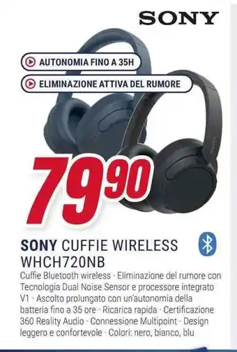 SONY CUFFIE WIRELESS WHCH720NB