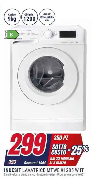 Trony INDESIT LAVATRICE MTWE 91285 W IT offerta