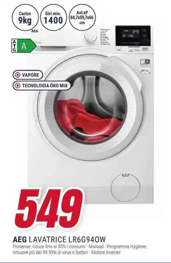 Trony AEG LAVATRICE LR6G940W offerta