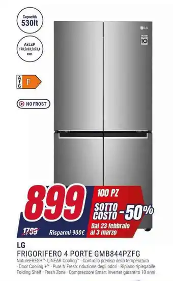 Trony LG FRIGORIFERO 4 PORTE GMB844PZFG offerta
