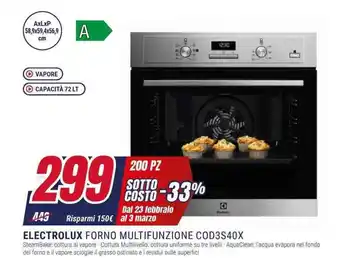 Trony ELECTROLUX FORNO MULTIFUNZIONE COD3S40X offerta