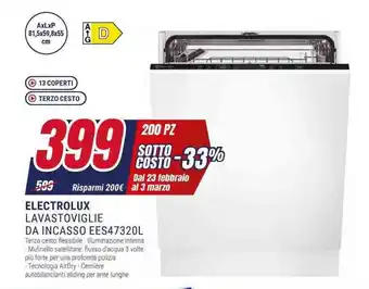 Trony ELECTROLUX LAVASTOVIGLIE DA INCASSO EES47320L offerta