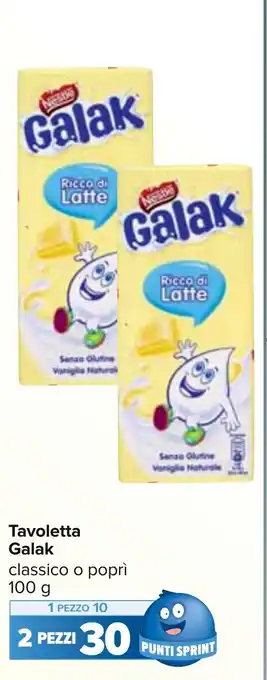 Carrefour Market Tavoletta Galak classico o poprì 100 g offerta