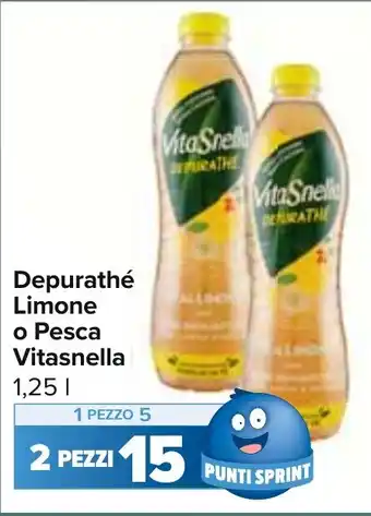 Carrefour Market Depurathé Limone o Pesca Vitasnella 1,25 l offerta