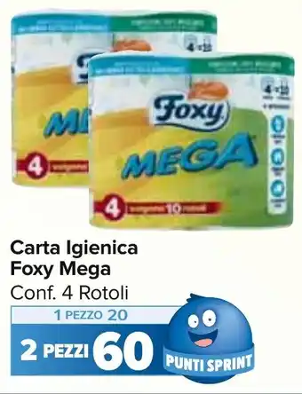 Carrefour Market Carta Igienica Foxy Mega Conf. 4 Rotoli offerta