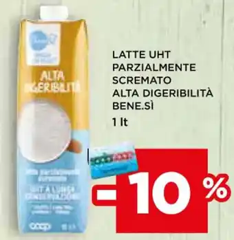 Coop LATTE UHT PARZIALMENTE SCREMATO ALTA DIGERIBILITÀ BENE.SÌ 1 lt offerta