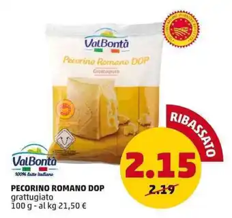 PENNY ValBontà PECORINO ROMANO DOP grattugiato 100 g offerta