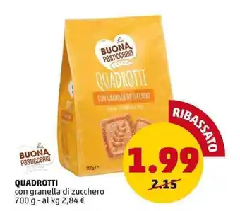 PENNY BUONA Pasticceria QUADROTTI con granella di zucchero 700 g offerta