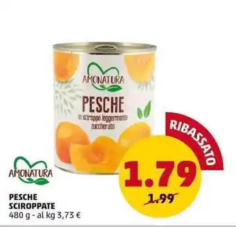 PENNY AMONATURA PESCHE SCIROPPATE 480 g offerta