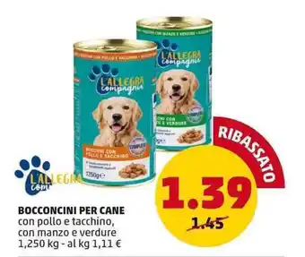 PENNY BOCCONCINI PER CANE con pollo e tacchino, con manzo e verdure 1,250 kg offerta