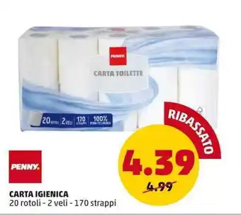 PENNY PENNY CARTA IGIENICA 20 rotoli - 2 veli - 170 strappi offerta